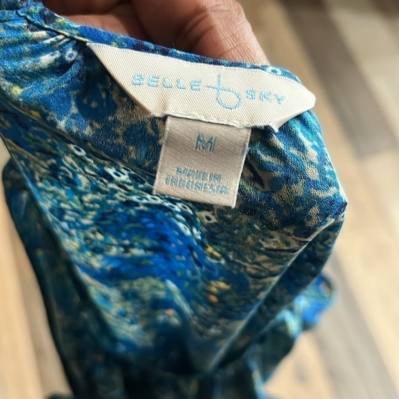 Belle and Sky Blue Floral Maxi Dress with front split and side zip sleeveless - Picture 5 of 12